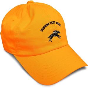imageSoft Baseball Cap Jokey Horse Race Embroidery Farm and Domesticated Animals Cotton Dad Hats for Men ampamp WomenOrange Personalized Text Here