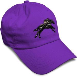 imageSoft Baseball Cap Jokey Horse Race Embroidery Farm and Domesticated Animals Cotton Dad Hats for Men ampamp WomenPurple Design Only