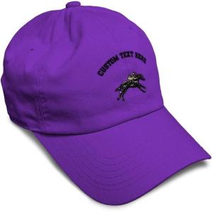 imageSoft Baseball Cap Jokey Horse Race Embroidery Farm and Domesticated Animals Cotton Dad Hats for Men ampamp WomenPurple Personalized Text Here