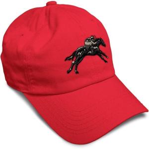 imageSoft Baseball Cap Jokey Horse Race Embroidery Farm and Domesticated Animals Cotton Dad Hats for Men ampamp WomenRed Design Only