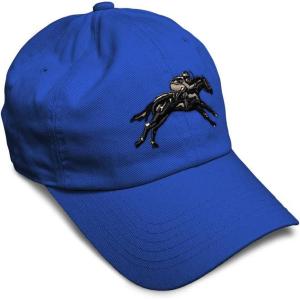 imageSoft Baseball Cap Jokey Horse Race Embroidery Farm and Domesticated Animals Cotton Dad Hats for Men ampamp WomenRoyal Blue Design Only