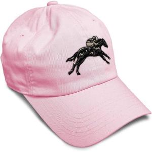 imageSoft Baseball Cap Jokey Horse Race Embroidery Farm and Domesticated Animals Cotton Dad Hats for Men ampamp WomenSoft Pink Design Only