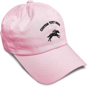 imageSoft Baseball Cap Jokey Horse Race Embroidery Farm and Domesticated Animals Cotton Dad Hats for Men ampamp WomenSoft Pink Personalized Text Here