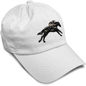 imageSoft Baseball Cap Jokey Horse Race Embroidery Farm and Domesticated Animals Cotton Dad Hats for Men ampamp WomenWhite Design Only