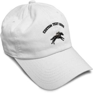 imageSoft Baseball Cap Jokey Horse Race Embroidery Farm and Domesticated Animals Cotton Dad Hats for Men ampamp WomenWhite Personalized Text Here