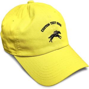 imageSoft Baseball Cap Jokey Horse Race Embroidery Farm and Domesticated Animals Cotton Dad Hats for Men ampamp WomenYellow Personalized Text Here