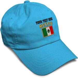imageSoft Baseball Cap Mexico Flag Embroidery Flags World Cup Soccer Cotton Embroidered Dad Hats for Men ampamp WomenAqua Personalized Text Here