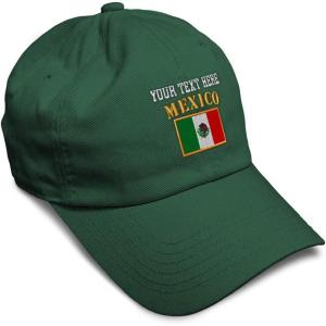 imageSoft Baseball Cap Mexico Flag Embroidery Flags World Cup Soccer Cotton Embroidered Dad Hats for Men ampamp WomenForest Green Personalized Text Here
