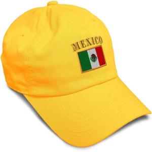 imageSoft Baseball Cap Mexico Flag Embroidery Flags World Cup Soccer Cotton Embroidered Dad Hats for Men ampamp WomenGolden Yellow Design Only
