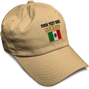imageSoft Baseball Cap Mexico Flag Embroidery Flags World Cup Soccer Cotton Embroidered Dad Hats for Men ampamp WomenKhaki Personalized Text Here