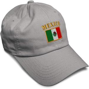 imageSoft Baseball Cap Mexico Flag Embroidery Flags World Cup Soccer Cotton Embroidered Dad Hats for Men ampamp WomenLight Grey Design Only
