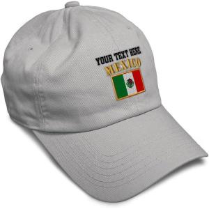 imageSoft Baseball Cap Mexico Flag Embroidery Flags World Cup Soccer Cotton Embroidered Dad Hats for Men ampamp WomenLight Grey Personalized Text Here