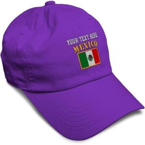 imageSoft Baseball Cap Mexico Flag Embroidery Flags World Cup Soccer Cotton Embroidered Dad Hats for Men ampamp WomenPurple Personalized Text Here
