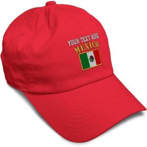 imageSoft Baseball Cap Mexico Flag Embroidery Flags World Cup Soccer Cotton Embroidered Dad Hats for Men ampamp WomenRed Personalized Text Here