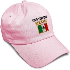 imageSoft Baseball Cap Mexico Flag Embroidery Flags World Cup Soccer Cotton Embroidered Dad Hats for Men ampamp WomenSoft Pink Personalized Text Here