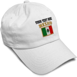 imageSoft Baseball Cap Mexico Flag Embroidery Flags World Cup Soccer Cotton Embroidered Dad Hats for Men ampamp WomenWhite Personalized Text Here
