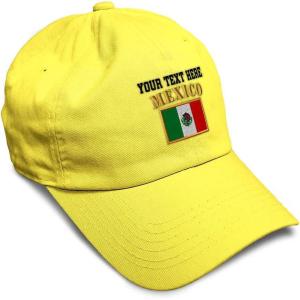 imageSoft Baseball Cap Mexico Flag Embroidery Flags World Cup Soccer Cotton Embroidered Dad Hats for Men ampamp WomenYellow Personalized Text Here