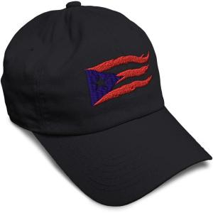 imageCustom Soft Baseball Cap Puerto Rico Flame Flag Black Embroidery Flags Twill Cotton Dad Hats for Men ampamp WomenBlack Design Only