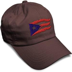imageCustom Soft Baseball Cap Puerto Rico Flame Flag Black Embroidery Flags Twill Cotton Dad Hats for Men ampamp WomenBrown Design Only