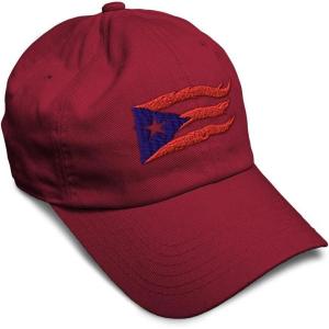 imageCustom Soft Baseball Cap Puerto Rico Flame Flag Black Embroidery Flags Twill Cotton Dad Hats for Men ampamp WomenBurgundy Design Only