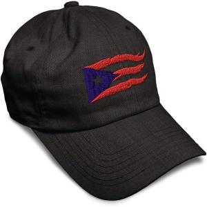 imageCustom Soft Baseball Cap Puerto Rico Flame Flag Black Embroidery Flags Twill Cotton Dad Hats for Men ampamp WomenDark Denim Design Only