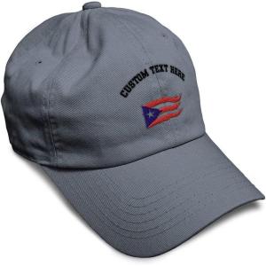 imageCustom Soft Baseball Cap Puerto Rico Flame Flag Black Embroidery Flags Twill Cotton Dad Hats for Men ampamp WomenDark Grey Personalized Text Here