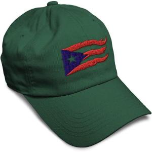 imageCustom Soft Baseball Cap Puerto Rico Flame Flag Black Embroidery Flags Twill Cotton Dad Hats for Men ampamp WomenForest Green Design Only