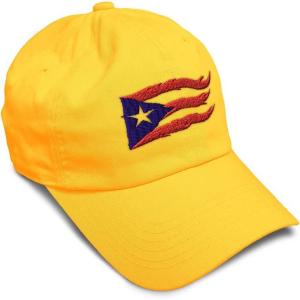 imageCustom Soft Baseball Cap Puerto Rico Flame Flag Black Embroidery Flags Twill Cotton Dad Hats for Men ampamp WomenGolden Yellow Design Only