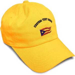 imageCustom Soft Baseball Cap Puerto Rico Flame Flag Black Embroidery Flags Twill Cotton Dad Hats for Men ampamp WomenGolden Yellow Personalized Text Here