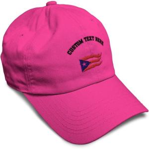 imageCustom Soft Baseball Cap Puerto Rico Flame Flag Black Embroidery Flags Twill Cotton Dad Hats for Men ampamp WomenHot Pink Personalized Text Here