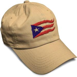 imageCustom Soft Baseball Cap Puerto Rico Flame Flag Black Embroidery Flags Twill Cotton Dad Hats for Men ampamp WomenKhaki Design Only