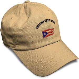 imageCustom Soft Baseball Cap Puerto Rico Flame Flag Black Embroidery Flags Twill Cotton Dad Hats for Men ampamp WomenKhaki Personalized Text Here