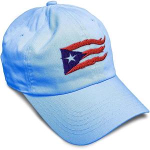 imageCustom Soft Baseball Cap Puerto Rico Flame Flag Black Embroidery Flags Twill Cotton Dad Hats for Men ampamp WomenLight Blue Design Only
