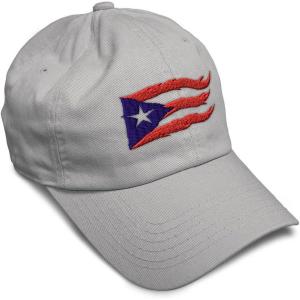 imageCustom Soft Baseball Cap Puerto Rico Flame Flag Black Embroidery Flags Twill Cotton Dad Hats for Men ampamp WomenLight Grey Design Only