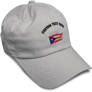 imageCustom Soft Baseball Cap Puerto Rico Flame Flag Black Embroidery Flags Twill Cotton Dad Hats for Men ampamp WomenLight Grey Personalized Text Here
