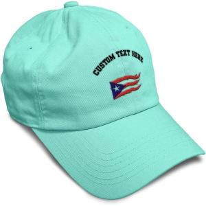 imageCustom Soft Baseball Cap Puerto Rico Flame Flag Black Embroidery Flags Twill Cotton Dad Hats for Men ampamp WomenMint Personalized Text Here