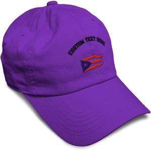 imageCustom Soft Baseball Cap Puerto Rico Flame Flag Black Embroidery Flags Twill Cotton Dad Hats for Men ampamp WomenPurple Personalized Text Here