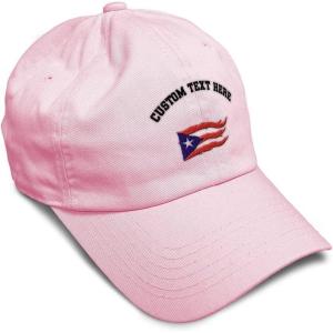 imageCustom Soft Baseball Cap Puerto Rico Flame Flag Black Embroidery Flags Twill Cotton Dad Hats for Men ampamp WomenSoft Pink Personalized Text Here