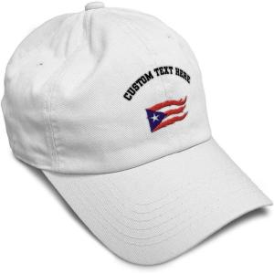 imageCustom Soft Baseball Cap Puerto Rico Flame Flag Black Embroidery Flags Twill Cotton Dad Hats for Men ampamp WomenWhite Personalized Text Here