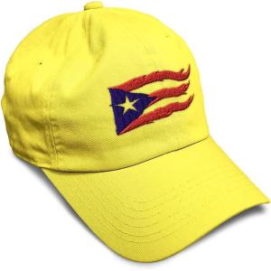 imageCustom Soft Baseball Cap Puerto Rico Flame Flag Black Embroidery Flags Twill Cotton Dad Hats for Men ampamp WomenYellow Design Only