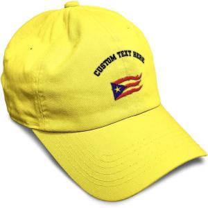imageCustom Soft Baseball Cap Puerto Rico Flame Flag Black Embroidery Flags Twill Cotton Dad Hats for Men ampamp WomenYellow Personalized Text Here
