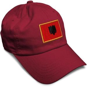 imageSpeedy Pros Soft Baseball Cap Albania Europe Football Cup Dad Hats for Men ampamp WomenBurgundy