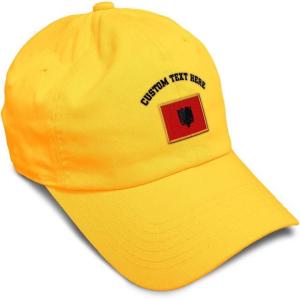 imageSpeedy Pros Soft Baseball Cap Albania Europe Football Cup Dad Hats for Men ampamp WomenGolden Yellow Personalized Text Here