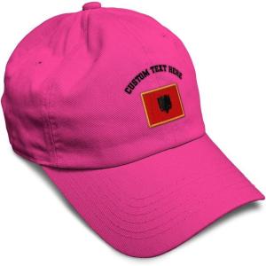 imageSpeedy Pros Soft Baseball Cap Albania Europe Football Cup Dad Hats for Men ampamp WomenHot Pink Personalized Text Here