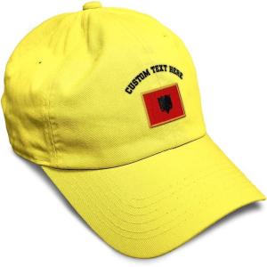 imageSpeedy Pros Soft Baseball Cap Albania Europe Football Cup Dad Hats for Men ampamp WomenYellow Personalized Text Here