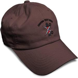 imageSpeedy Pros Soft Baseball Cap Barber Pole Scissors Embroidery Hairdresser Barber Cotton Dad Hats for Men ampamp WomenBrown Personalized Text Here