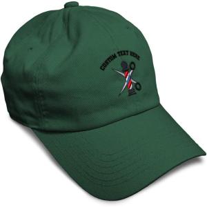 imageSpeedy Pros Soft Baseball Cap Barber Pole Scissors Embroidery Hairdresser Barber Cotton Dad Hats for Men ampamp WomenForest Green Personalized Text Here