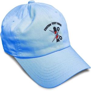 imageSpeedy Pros Soft Baseball Cap Barber Pole Scissors Embroidery Hairdresser Barber Cotton Dad Hats for Men ampamp WomenLight Blue Personalized Text Here