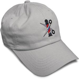 imageSpeedy Pros Soft Baseball Cap Barber Pole Scissors Embroidery Hairdresser Barber Cotton Dad Hats for Men ampamp WomenLight Grey Design Only