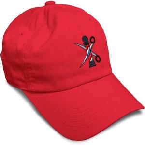 imageSpeedy Pros Soft Baseball Cap Barber Pole Scissors Embroidery Hairdresser Barber Cotton Dad Hats for Men ampamp WomenRed Design Only